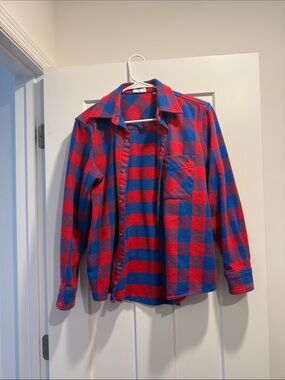 Aritzia Red and Blue Check Button-Down Shirt